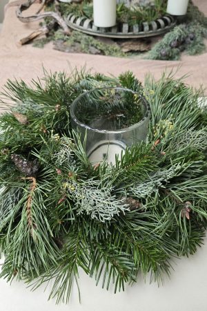Glas Windlicht Kranz Kranzlicht Kranzdeko Kerzenglas Dekoglas im Mrs Greenery Shop bestellen kaufen