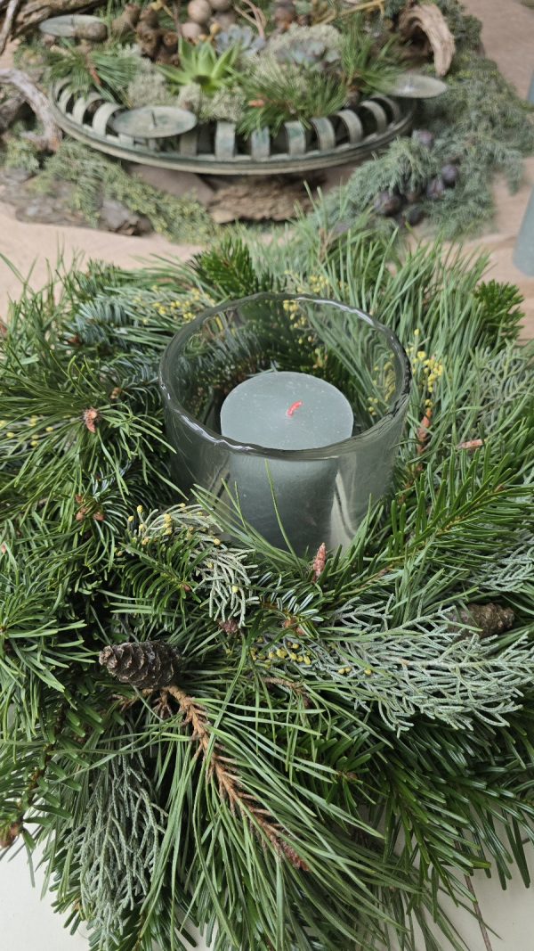 Glas Windlicht Kranz Kranzlicht Kranzdeko Kerzenglas Dekoglas im Mrs Greenery Shop bestellen kaufen