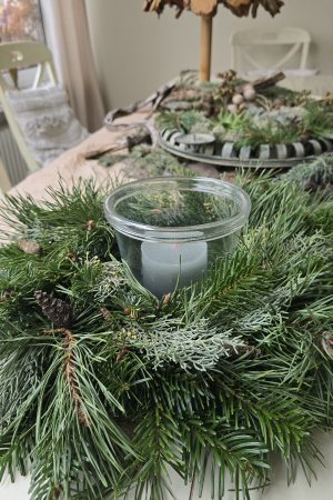 Glas Windlicht Kranz Kranzlicht Kranzdeko Kerzenglas Dekoglas im Mrs Greenery Shop bestellen kaufen