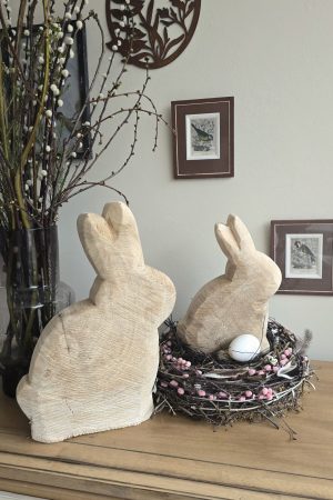 Hase Holzhase Osterhase Vollholz Pappel Pappelholz Pappelhase naturhase dekohase handarbeit osterdeko deko natur dekoidee holzdeko naturdeko im Mrs Greenery Shop bestellen kaufen