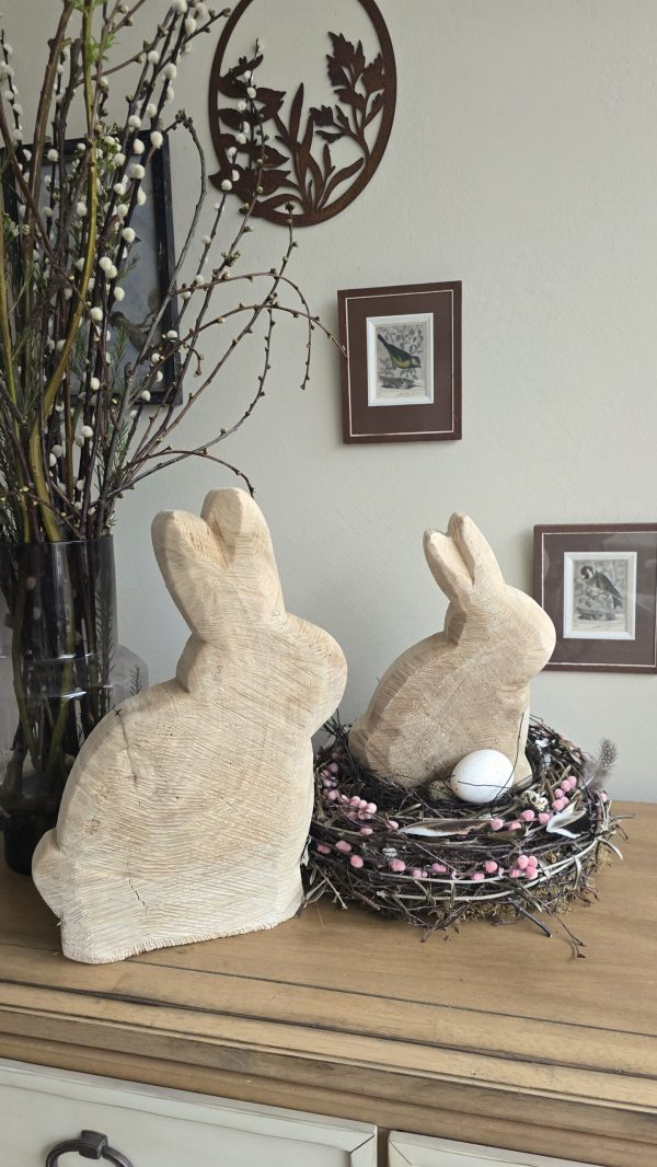 Hase Holzhase Osterhase Vollholz Pappel Pappelholz Pappelhase naturhase dekohase handarbeit osterdeko deko natur dekoidee holzdeko naturdeko im Mrs Greenery Shop bestellen kaufen
