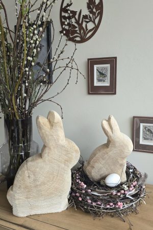 Hase Holzhase Osterhase Vollholz Pappel Pappelholz Pappelhase naturhase dekohase handarbeit osterdeko deko natur dekoidee holzdeko naturdeko im Mrs Greenery Shop bestellen kaufen
