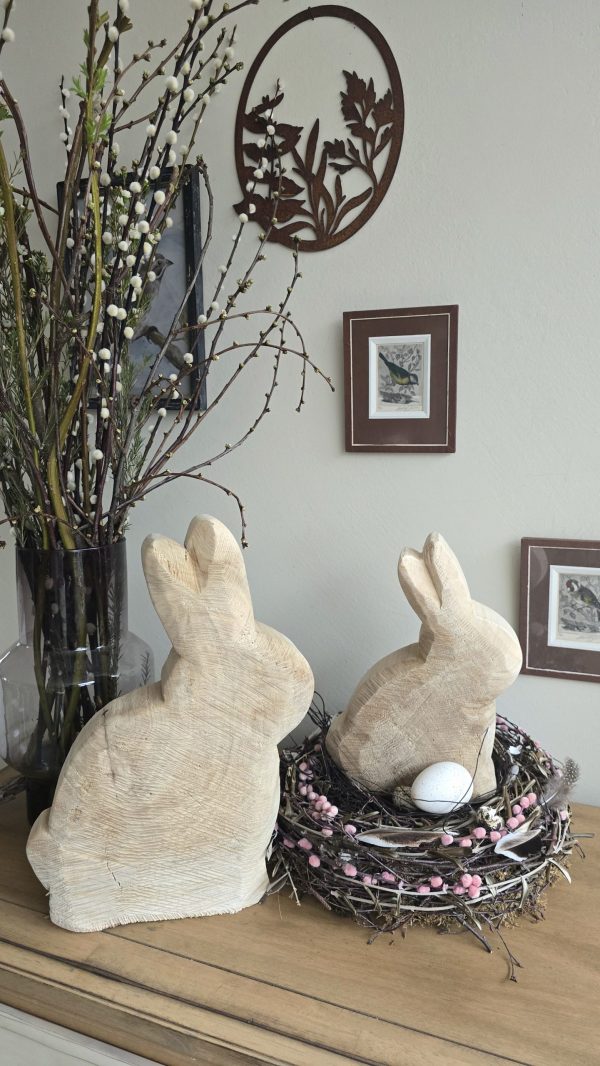 Hase Holzhase Osterhase Vollholz Pappel Pappelholz Pappelhase naturhase dekohase handarbeit osterdeko deko natur dekoidee holzdeko naturdeko im Mrs Greenery Shop bestellen kaufen