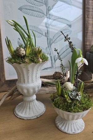 Metallpokal Pokal weiß Pflanztopf Deko Schale Pflanztopf Tischdeko Dekoidee im Mrs Greenery Shop bestellen kaufen