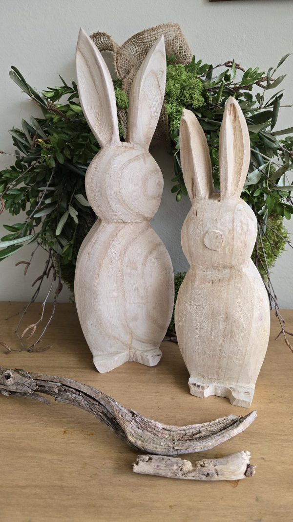 Hase Holzhase Osterhase Vollholz Pappel Pappelholz Pappelhase naturhase dekohase handarbeit osterdeko deko natur dekoidee holzdeko naturdeko im Mrs Greenery Shop bestellen kaufen