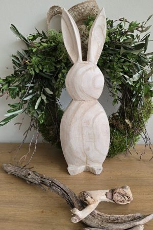 Hase Holzhase Osterhase Vollholz Pappel Pappelholz Pappelhase naturhase dekohase handarbeit osterdeko deko natur dekoidee holzdeko naturdeko im Mrs Greenery Shop bestellen kaufen