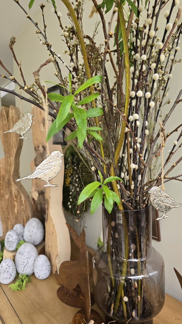 vogel zum hängen vogeldeko silber anhänger naturdeko im Mrs Greenery Shop bestellen kaufen