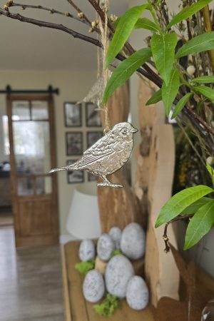 vogel zum hängen vogeldeko silber anhänger naturdeko im Mrs Greenery Shop bestellen kaufen