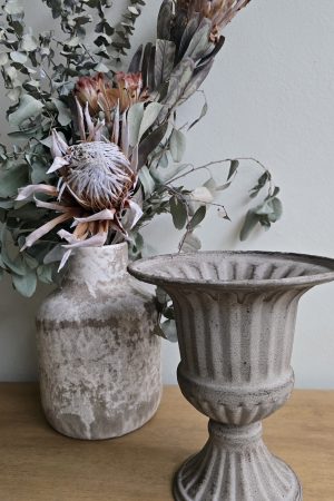 pokal amphore grau vase metallvase dekovase metall im mrs greenery shop bestellen kaufen