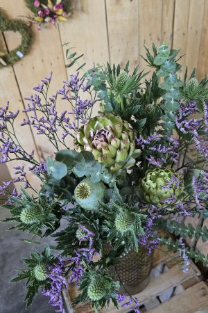 sommerstrauß blumenstrauß frisch trocken getrocknet atischocke distel blumen im mrs greenery shop bestellen kaufen