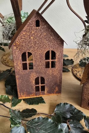 dekohaus metallhaus rosthaus lichthaus weihnachtsdeko haus kerzen im mrs greenery shop bestellen kaufen