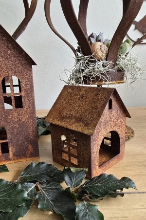 dekohaus metallhaus rosthaus lichthaus weihnachtsdeko haus kerzen im mrs greenery shop bestellen kaufen
