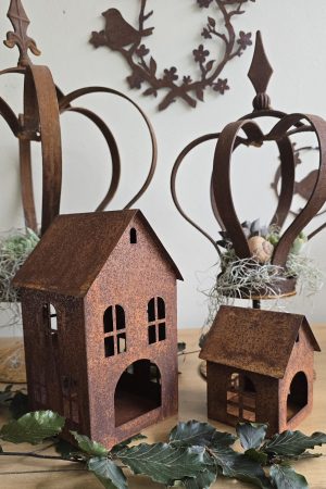 dekohaus metallhaus rosthaus lichthaus weihnachtsdeko haus kerzen im mrs greenery shop bestellen kaufen