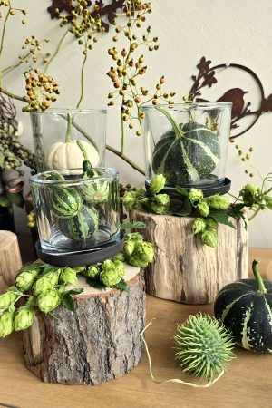 holz Windlicht Eiche natur Rinde Windlichter aus Holz mit Glas im Mrs greenery Shop bestellen kaufen