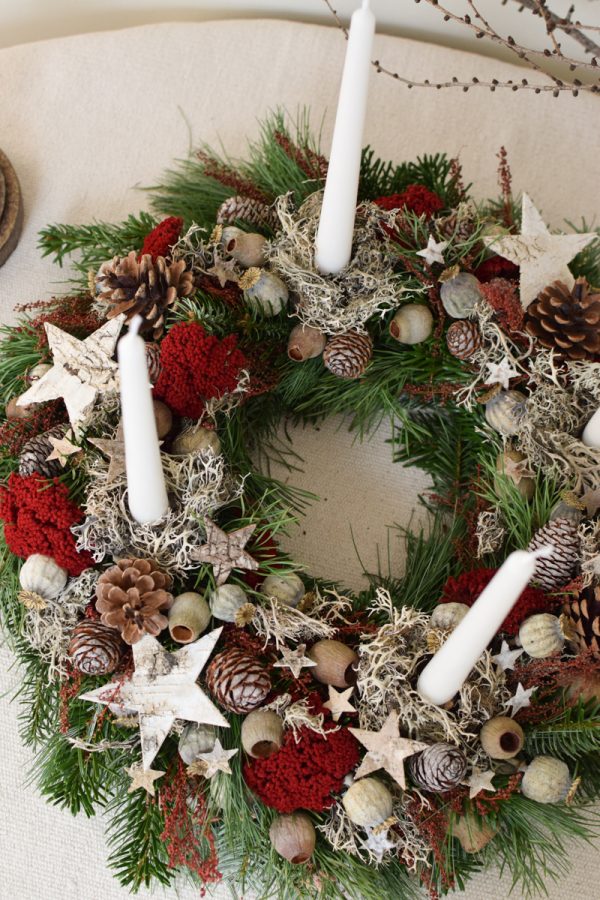 DIY Kreativ-Set Adventskranz Kranz Kränze selberbinden Advent Zapfen Sterne Flechten Wintergrün im Mrs Greenery Shop bestellen Greenery Kapsel Zapfen Zauber Deluxe