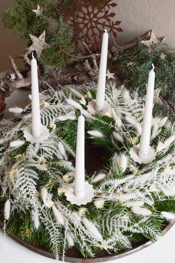 DIY Kreativ-Set Adventskranz Kranz Kränze selberbinden Advent Wintertraum Trockenblumen weiß Wintergrün im Mrs Greenery Shop bestellen Greenery Adventskränze bio