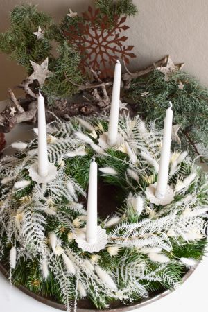 DIY Kreativ-Set Adventskranz Kranz Kränze selberbinden Advent Wintertraum Trockenblumen weiß Wintergrün im Mrs Greenery Shop bestellen Greenery Adventskränze bio