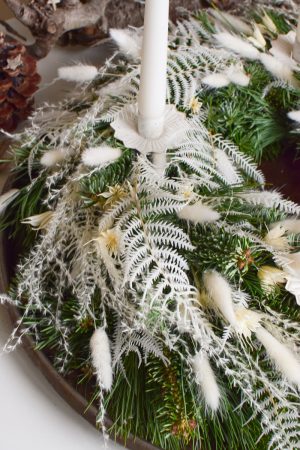 DIY Kreativ-Set Adventskranz Kranz Kränze selberbinden Advent Wintertraum Trockenblumen weiß Wintergrün im Mrs Greenery Shop bestellen Greenery Adventskränze bio