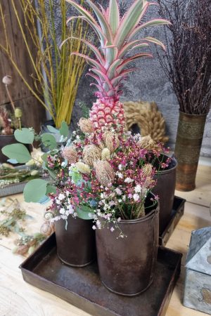 Antiker Metalltopf mit Henkel Eimer Vase Schale braun im Vintage Look im Mrs Greenery Shop bestellen kaufen