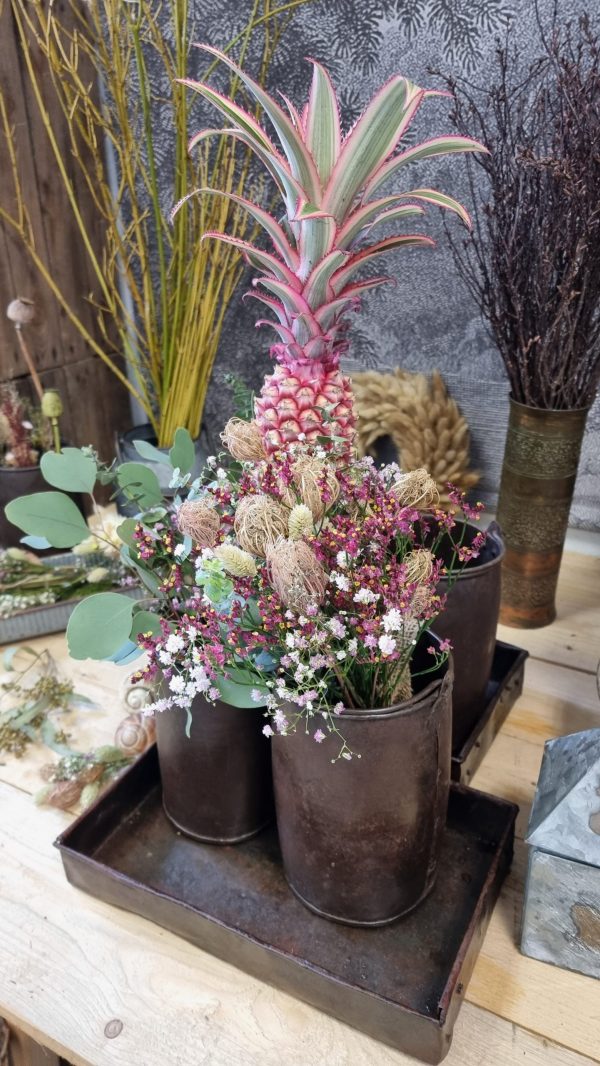 Antiker Metalltopf mit Henkel Eimer Vase Schale braun im Vintage Look im Mrs Greenery Shop bestellen kaufen