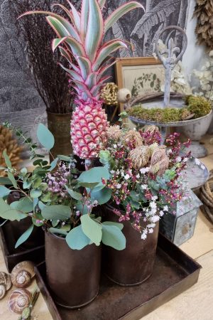 Antiker Metalltopf mit Henkel Eimer Vase Schale braun im Vintage Look im Mrs Greenery Shop bestellen kaufen