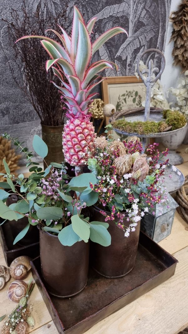 Antiker Metalltopf mit Henkel Eimer Vase Schale braun im Vintage Look im Mrs Greenery Shop bestellen kaufen