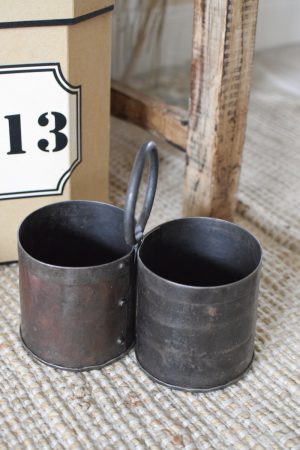 Antike Pflanztöpfe Becher aus Metall Einzelstücke Vintage Mrs Greenery Shop
