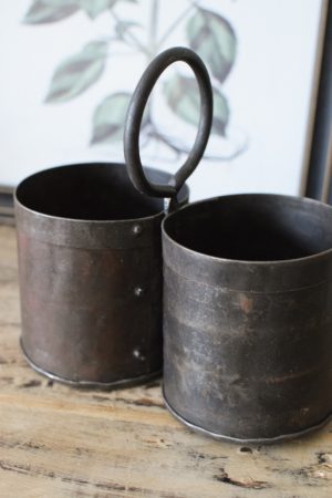 Antike Pflanztöpfe Becher aus Metall Einzelstücke Vintage Mrs Greenery Shop