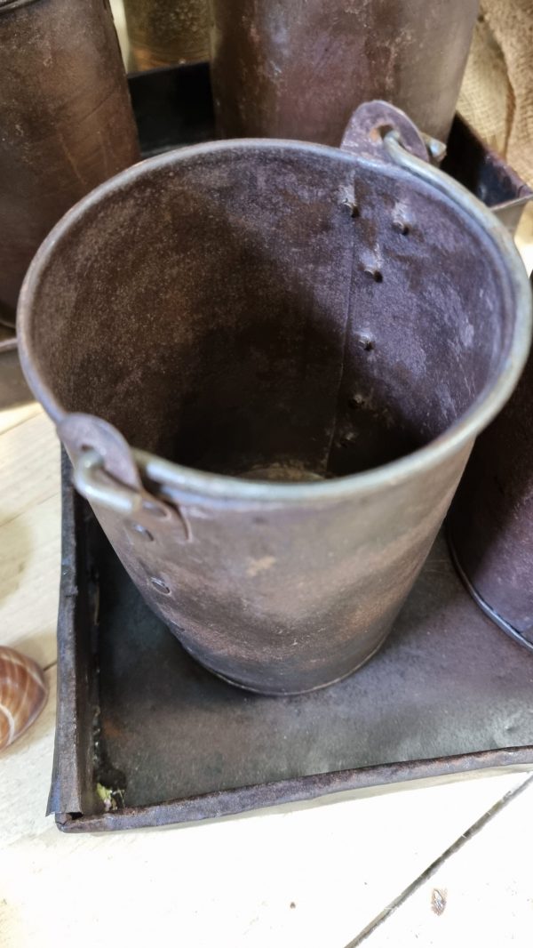 Antiker Metalltopf mit Henkel Eimer Vase Schale braun im Vintage Look im Mrs Greenery Shop bestellen kaufen