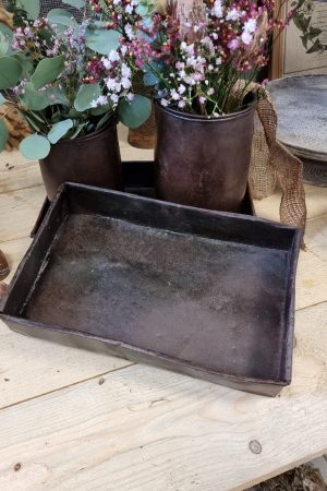 Antiker Metalltopf mit Henkel Eimer Vase Schale braun im Vintage Look im Mrs Greenery Shop bestellen kaufen