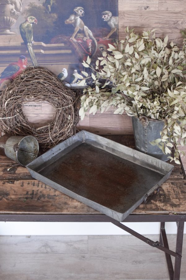 Antikes Tablett groß. Metalltablett Dekotablett Metalldeko Vintage im Mrs Greenery Shop bestellen