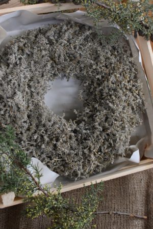 Asparagus Kranz gewachst 35 cm in Holzkiste Wachs Fertigkranz kranz Kränze im Mrs Greenery Shop bestellen