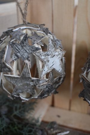 Birkenstern-Kugel Birkenrinde Kugeln Stern Weiihnachtsdeko Winterdeko im Mrs Greenery Shop bestellen
