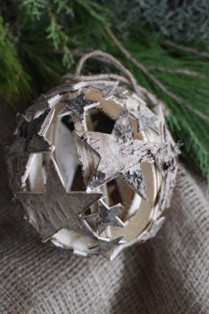 Birkenstern-Kugel Birkenrinde Kugeln Stern Weiihnachtsdeko Winterdeko im Mrs Greenery Shop bestellen