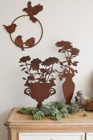 Loop Vögel Amphore Vase mit Blumen Rostblumen Blumendeko Rostdeko Dekoidee im Mrs Greenery Shop bestellen kaufen