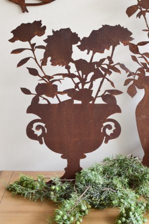 Amphore Vase mit Blumen Rostblumen Blumendeko Rostdeko Dekoidee im Mrs Greenery Shop bestellen kaufen