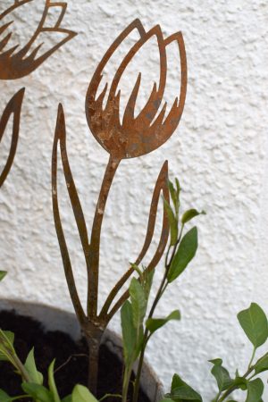 Metallstecker Blumenstecker rostig Dekostecker Blumen Rost für deine Deko im Blumentopf und Beet im Mrs Greenery Shop bestellen kaufen
