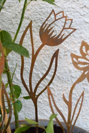 Metallstecker Blumenstecker rostig Dekostecker Blumen Rost für deine Deko im Blumentopf und Beet im Mrs Greenery Shop bestellen kaufen