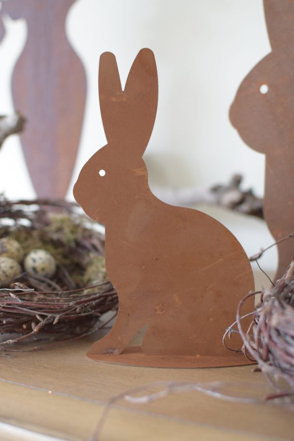 Hase Rosthase Rost Osterhase Rosthase Metallhase edelrost dekohase handarbeit osterdeko deko dekoidee holzdeko naturdeko im Mrs Greenery Shop bestellen kaufen