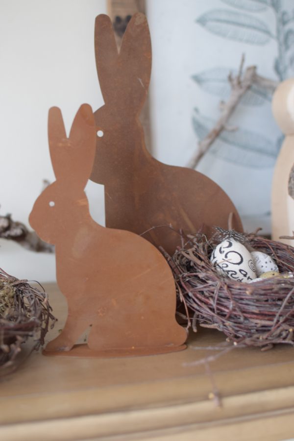 Hase Rosthase Rost Osterhase Rosthase Metallhase edelrost dekohase handarbeit osterdeko deko dekoidee holzdeko naturdeko im Mrs Greenery Shop bestellen kaufen