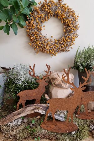 Herbstdeko Weihnachtsdeko Rostdeko Rosthirsch Metalldeko Hirsch Dekoidee Kranz Kränze herbstlich dekorieren im Mrs Greenery Shop bestellen kaufen