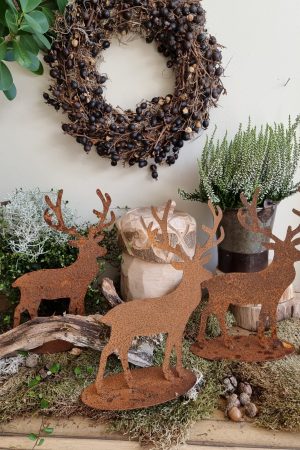 Herbstdeko Weihnachtsdeko Rostdeko Rosthirsch Metalldeko Hirsch Dekoidee Kranz Kränze herbstlich dekorieren im Mrs Greenery Shop bestellen kaufen