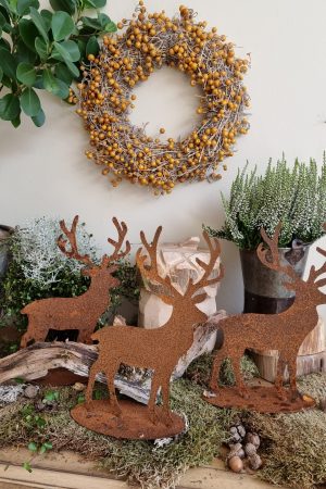 Herbstdeko Weihnachtsdeko Rostdeko Rosthirsch Metalldeko Hirsch Dekoidee Kranz Kränze herbstlich dekorieren im Mrs Greenery Shop bestellen kaufen