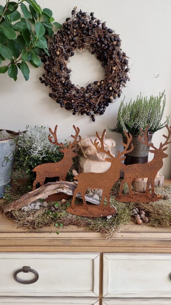 Herbstdeko Weihnachtsdeko Rostdeko Rosthirsch Metalldeko Hirsch Dekoidee Kranz Kränze herbstlich dekorieren im Mrs Greenery Shop bestellen kaufen