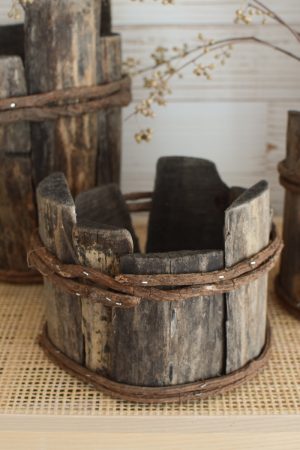 Holz Vase Übertopf aus Holz Treibholz Naturtopf Schale Vase