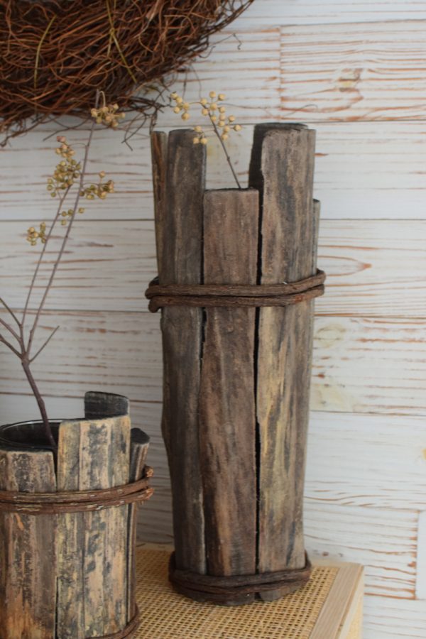 Holz Vase Übertopf aus Holz Treibholz Naturtopf Schale Vase