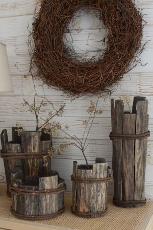 Holz Vase Übertopf aus Holz Treibholz Naturtopf Schale Vase Farnwurzelkranz fertig gebunden aus Farnwurzeln Fertigkranz Kranz Kränze Naturkranz im Mrs Greenery Shop bestellen
