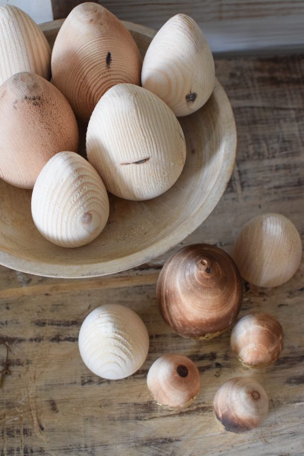 Holzeier Ostereier aus Holz Ostern Eier Osterdeko Naturdeko Schale Holzschale österlich dekorieren Dekoidee Deko im Mrs Greenery Shop bestellen
