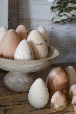 Holzeier Ostereier aus Holz Ostern Eier Osterdeko Naturdeko Schale Holzschale österlich dekorieren Dekoidee Deko im Mrs Greenery Shop bestellen