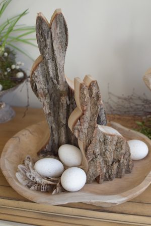 Hase Holzhase Osterhase Vollholz Rinde Rindenhase unbehandelt naturhase dekohase handarbeit osterdeko deko dekoidee holzdeko naturdeko im Mrs Greenery Shop bestellen kaufen